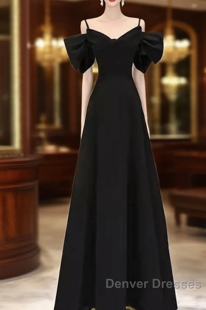 Elegant A Line Black Long Prom Dress Formal Evening Dress