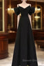 Elegant A Line Black Long Prom Dress Formal Evening Dress