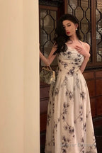 Elegant A Line Halter Floral Prom Dresses Birthday Outfits Evening Gown