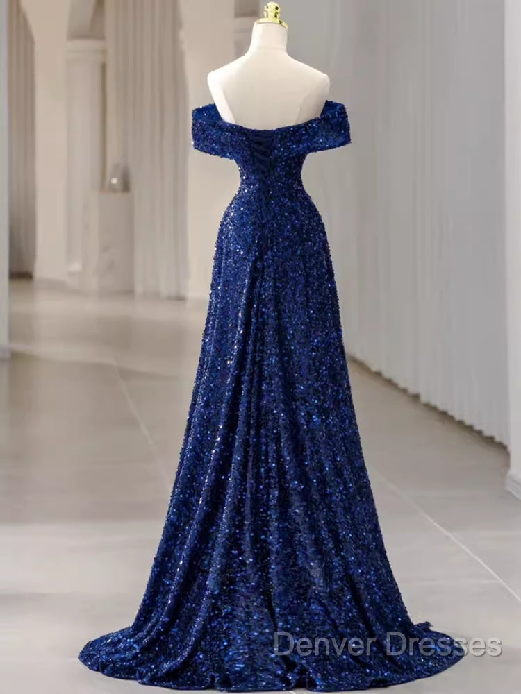 Elegant A Line Off The Shoulder Royal Blue Prom Dress Formal Evening Dress