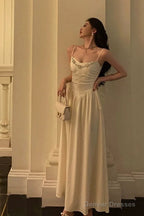 Elegant A Line Spaghetti Straps Long Prom Dresses Birthday Outfits Evening Gown