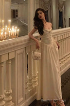 Elegant A Line Spaghetti Straps Long Prom Dresses Birthday Outfits Evening Gown