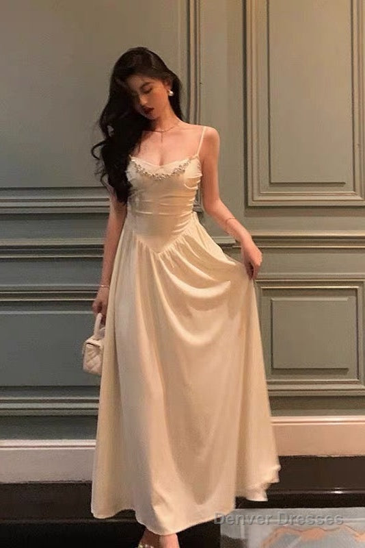 Elegant A Line Spaghetti Straps Long Prom Dresses Birthday Outfits Evening Gown Main image
