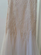 Elegant A-Line Strap Pearl Tulle Long Prom Dress Evening Dress