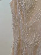 Elegant A-Line Strap Pearl Tulle Long Prom Dress Evening Dress