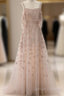 Elegant A Line Straps Sequin Long Prom Dress
