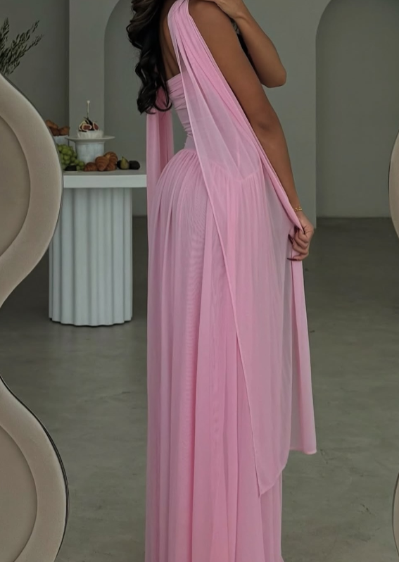 Elegant A Line Sweetheart Pink Chiffon Long Prom Dress Party Dress Summer 20Th Birthday Outfits 18Th Birthday Dress Secondary image
