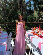 Elegant A Line Sweetheart Pink Chiffon Long Prom Dress Party Dress Summer 20Th Birthday Outfits 18Th Birthday Dress