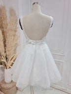 Elegant A-Line Sweetheart Wedding Dress With Lace Short White Beautiful