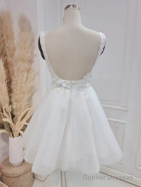Elegant A-Line Sweetheart Wedding Dress With Lace Short White Beautiful