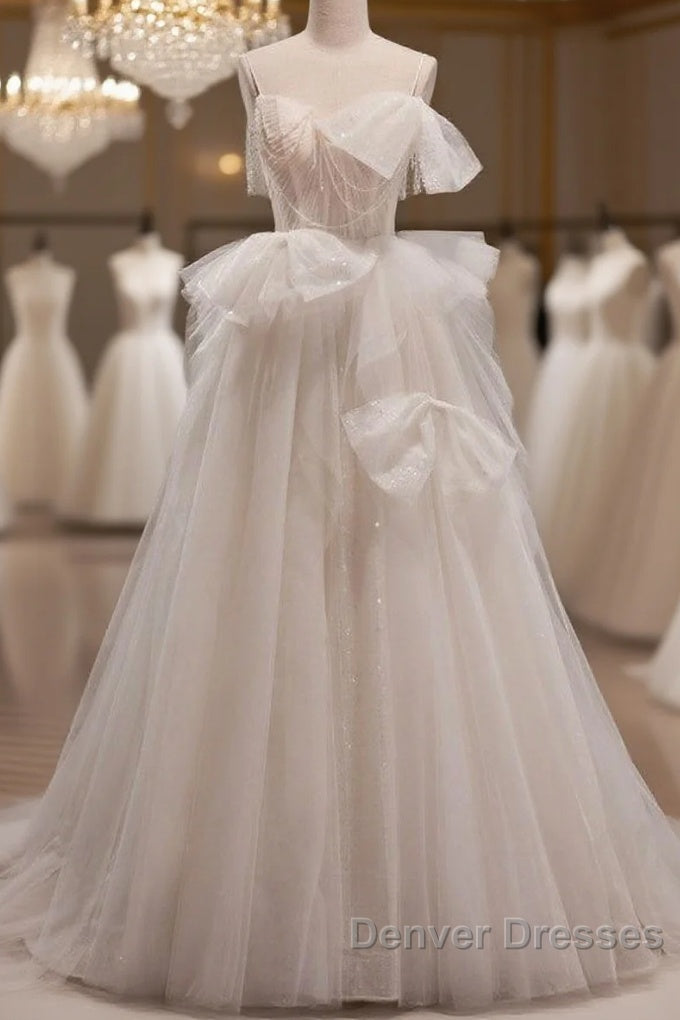 Elegant And Noble Ivory Sleeveless Off Shoulder Beaded Bow Evening Dress Ivory Thin Shoulder Strap Off Back Strap Prom Dress