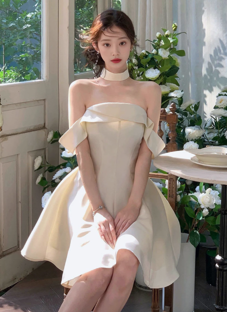 Elegant And Simple Satin One Shoulder A-Line Birthday Dress Homecoming Dress Secondary image