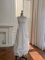 Elegant And Simple White Bud Square Neck Suspender Satin Prom Dress Evening Dress Bridesmaid Dress