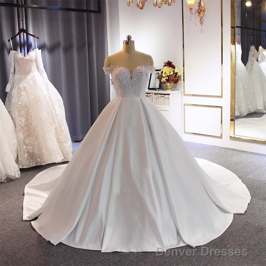 Elegant Ball Gown Ivory Wedding Dresses Off The Shoulder Lace Bridal Wear Main image