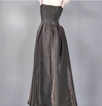 Elegant Black A-Line Spaghetti Strap Satin Long Prom Dress Evening Dress