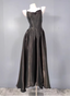 Elegant Black A-Line Spaghetti Strap Satin Long Prom Dress Evening Dress