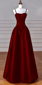 Elegant Black A-Line Satin Long Prom Dress Long Prom Dress