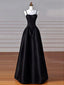 Elegant Black A-Line Satin Long Prom Dress Long Prom Dress