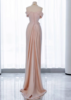 Elegant Black Slim-Fit Off-The-Shoulder Satin Long Prom Dress Evening Dress