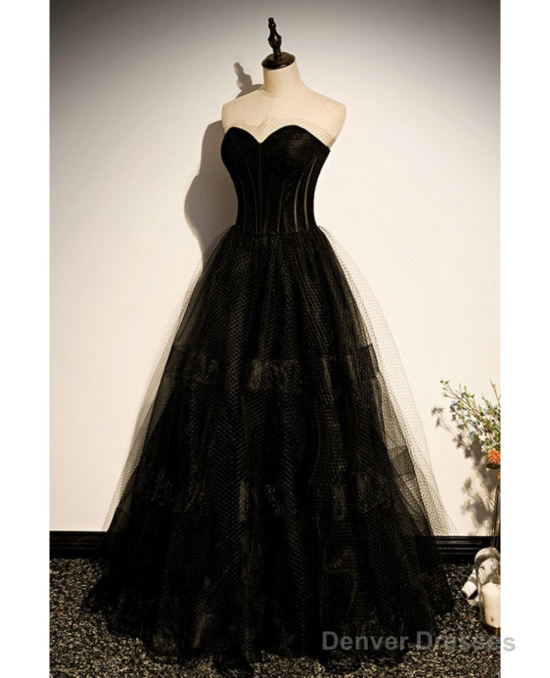 Elegant Black Strapless Sleeveless Ball Dress With Black A-Shaped Princess Sweetheart Backless And Ground Length Evening Dress Secondary image