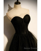 Elegant Black Strapless Sleeveless Ball Dress With Black A-Shaped Princess Sweetheart Backless And Ground Length Evening Dress