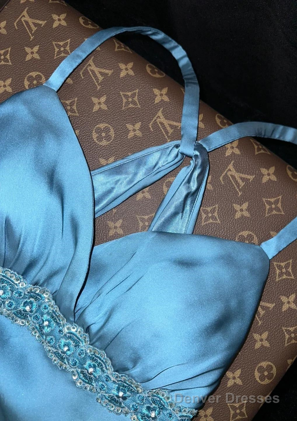 Elegant Blue Sweetheart Neck Bodycon Dress Satin Backless Prom Dress Formal Evening Dress