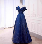 Elegant Burgundy Off-The-Shoulder A-Line Satin Tulle Long Prom Dress Evening Dress