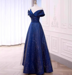 Elegant Burgundy Off-The-Shoulder A-Line Satin Tulle Long Prom Dress Evening Dress