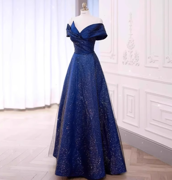 Elegant Burgundy Off-The-Shoulder A-Line Satin Tulle Long Prom Dress Evening Dress