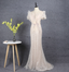 Elegant Champagne Mermaid Puff Sleeve Sequin Train Prom Dress Evening Dress