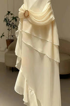 Elegant Chiffon Ivory Strap Irregular Birthday Dress Homecoming Dress