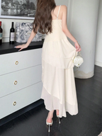 Elegant Chiffon Ivory Strap Irregular Birthday Dress Homecoming Dress