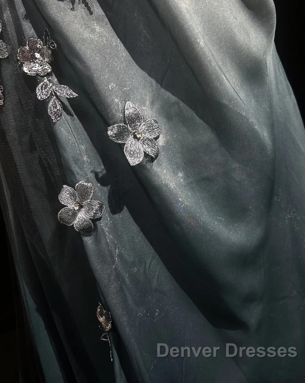 Elegant Chiffon Mermaid Gown  For Prom&Party Spaghetti Strap Sequined Applique Evening Gown