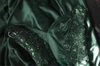 Elegant Dark Green A-Line Off-Shoulder Sequined Satin Long Prom Dress Evening Dress