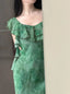 Elegant Dark Green Mermaid Ruffled Chiffon Long Prom Dress Evening Dress
