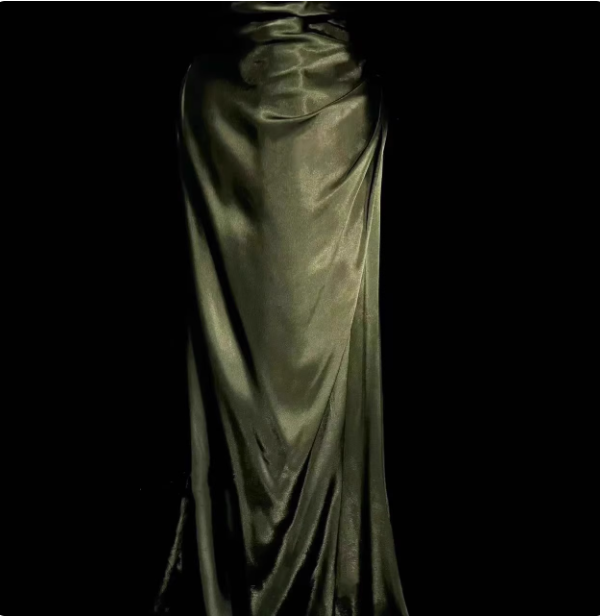 Elegant Dark Green Spaghetti Strap V-Neck Ruched Satin Long Prom Dress Evening Dress