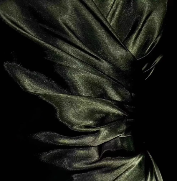 Elegant Dark Green Spaghetti Strap V-Neck Ruched Satin Long Prom Dress Evening Dress