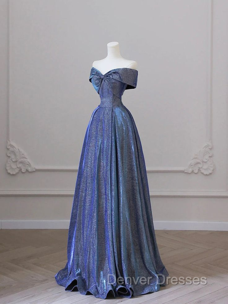 Elegant Deep Blue Bow-neck Pleated Prom Dress Secondary image
