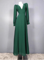 Elegant Deep Green A-Line V-Neck Long-Sleeved Backless Chiffon Long Prom Dress Evening Dress