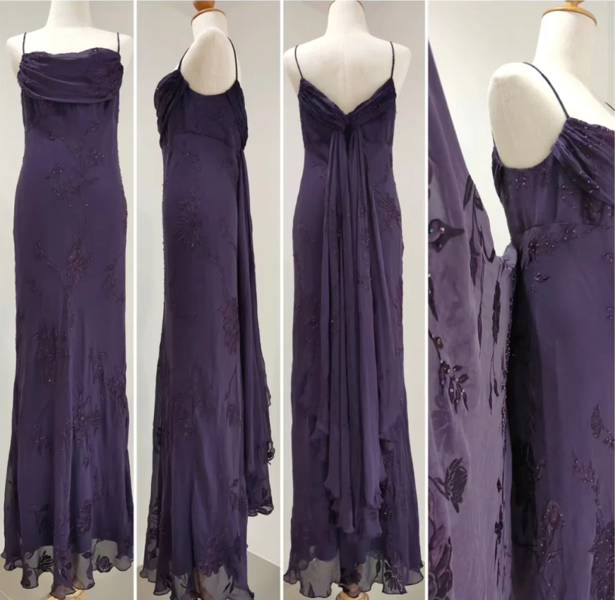 Elegant Deep Purple Mermaid Embroidered Chiffon Long Prom Dress Evening Dress Main image