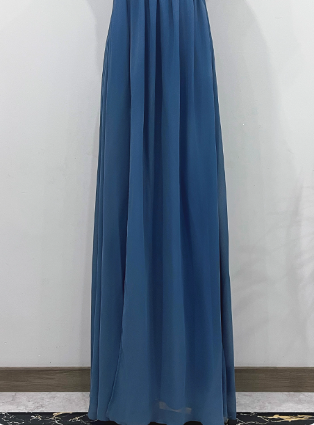 Elegant Dusty Blue One-Shoulder Chiffon Prom Dress Evening Dress Bridesmaid Dress
