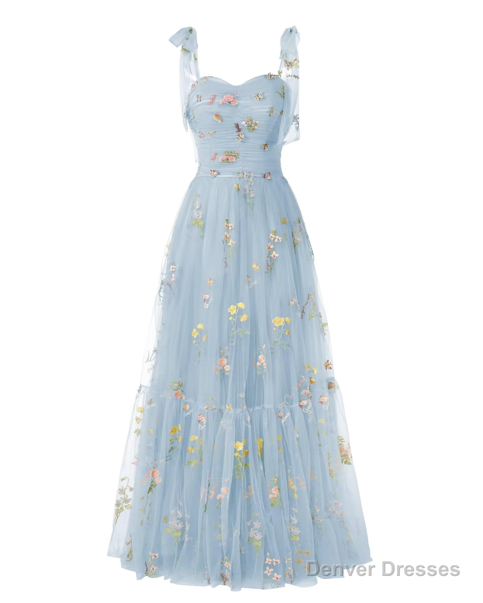 Elegant Embroidery Blue Prom Dresses Sweetheart Spaghetti Straps A Line Party Dress Long Simple Formal Dress Secondary image
