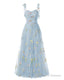 Elegant Embroidery Blue Prom Dresses Sweetheart Spaghetti Straps A Line Party Dress Long Simple Formal Dress