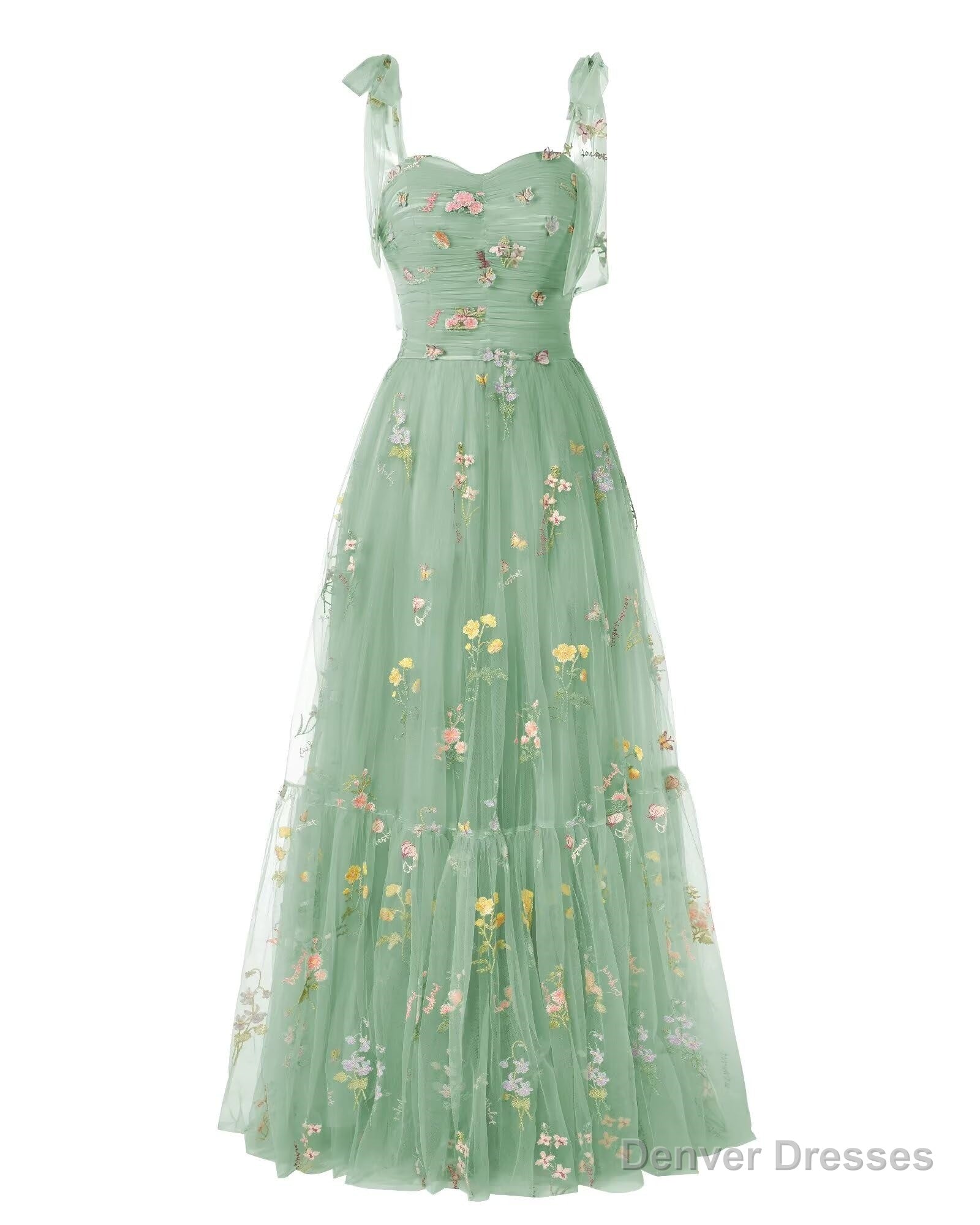 Elegant Embroidery Dark Green Prom Dresses Sweetheart Spaghetti Straps A Line Party Dress Long Simple Formal Dress Main image