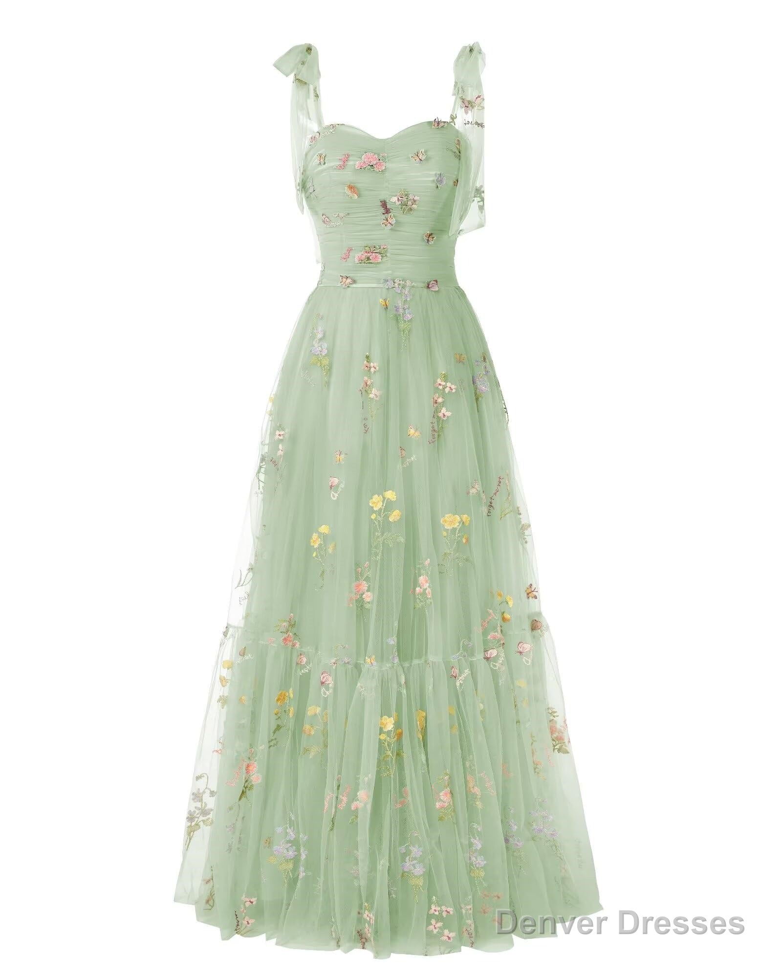 Elegant Embroidery Light Green Prom Dresses Sweetheart Spaghetti Straps A Line Party Dress Long Simple Formal Dress Main image