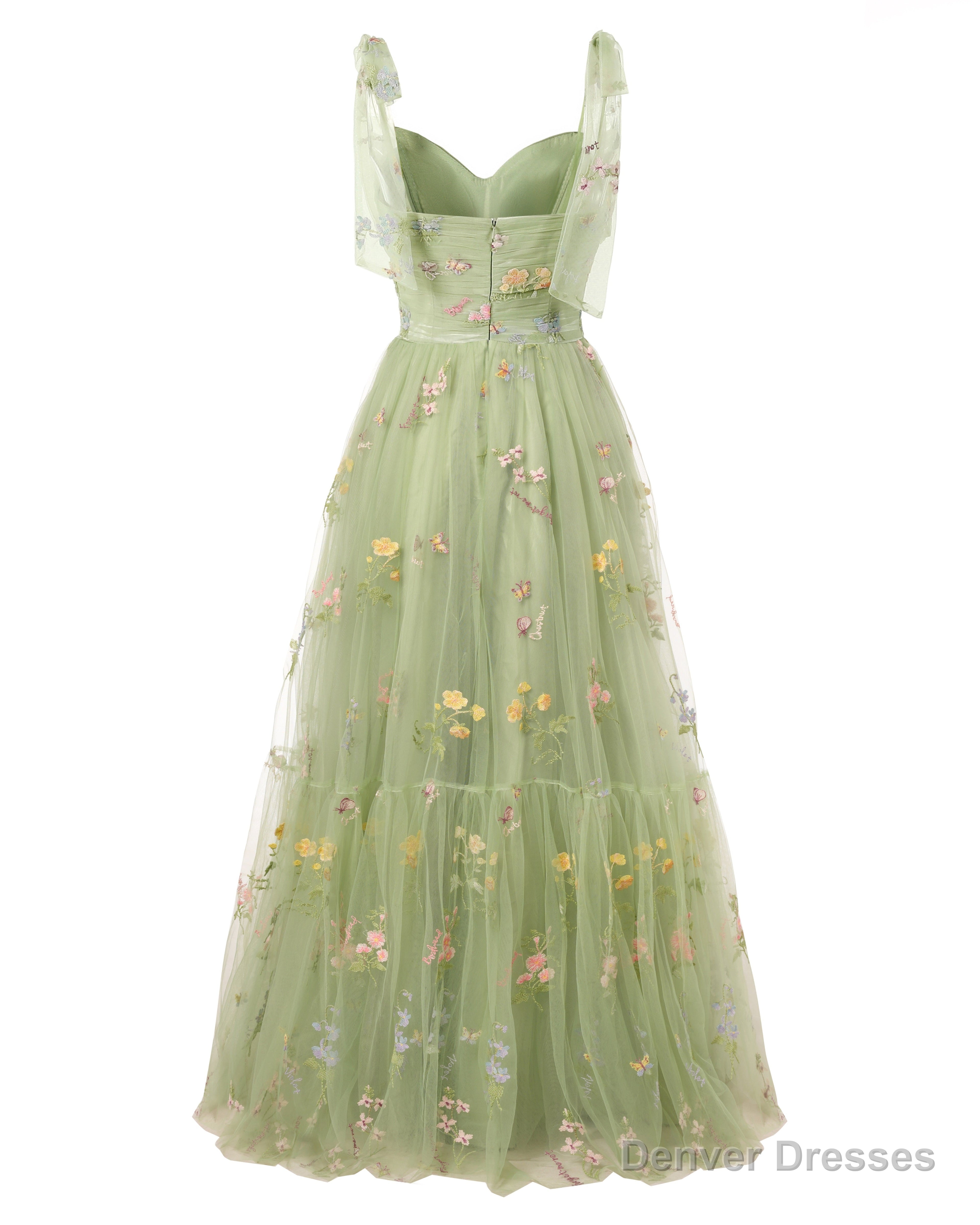 Elegant Embroidery Light Green Prom Dresses Sweetheart Spaghetti Straps A Line Party Dress Long Simple Formal Dress