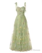 Elegant Embroidery White Prom Dresses Sweetheart Spaghetti Straps A Line Party Dress Long Simple Formal Dress