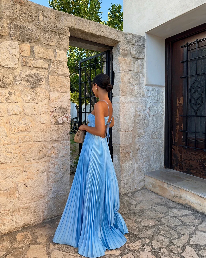 Elegant Engagement Dress Wedding Party Dress Special Occasion Dress Halter Pleated Floor Length Prom Dress Secondary image