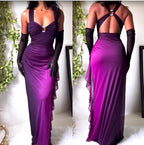 Affordable Dress Under $160||Elegant Gradient Navy Blue Sheath Spaghetti Straps Sparkling Chiffon  Prom Dress For Party