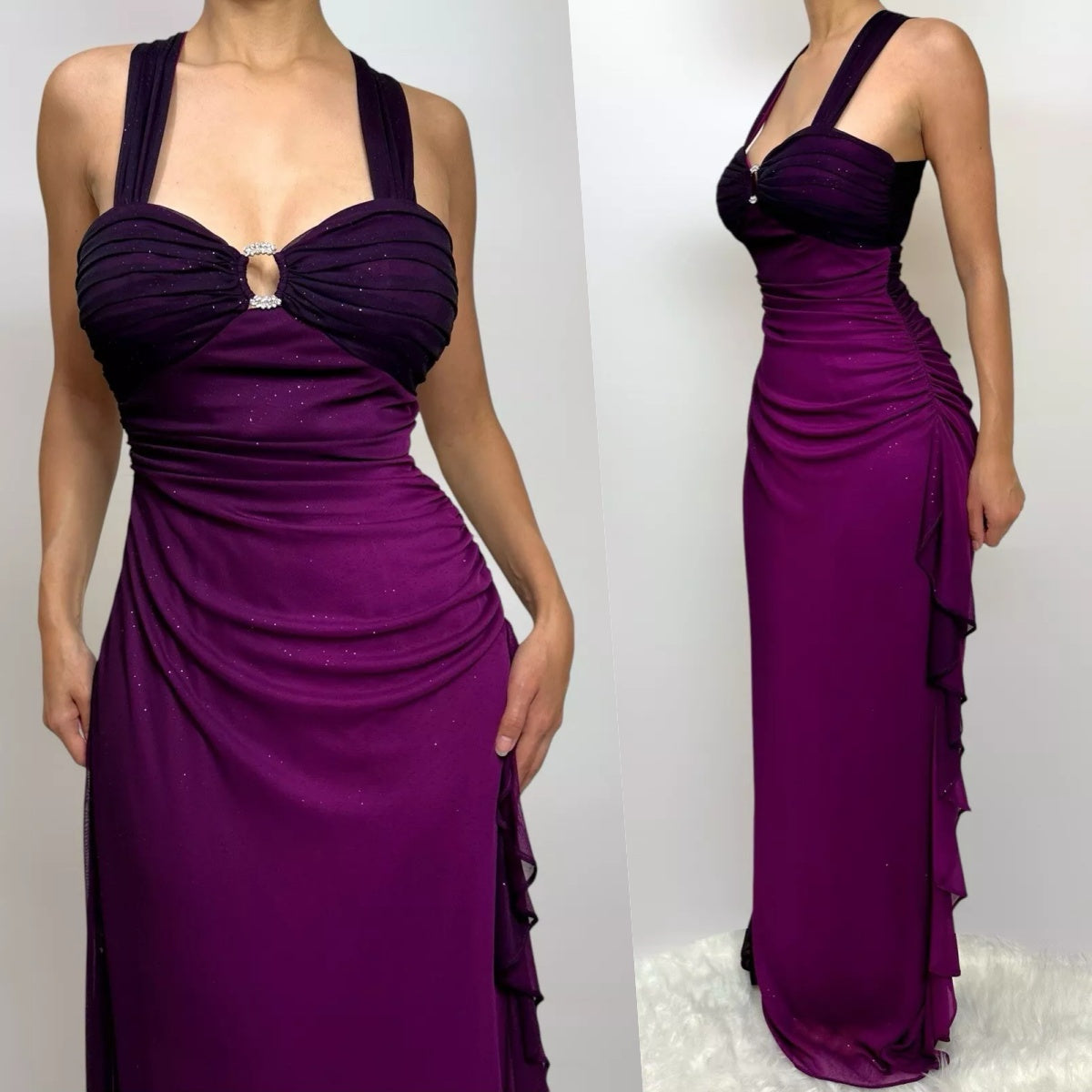 Affordable Dress Under $160||Elegant Gradient Navy Blue Sheath Spaghetti Straps Sparkling Chiffon  Prom Dress For Party